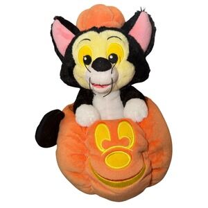 Disney‎ Parks Figaro Plush Halloween Cat in Pumpkin Costume Stuffed Animal